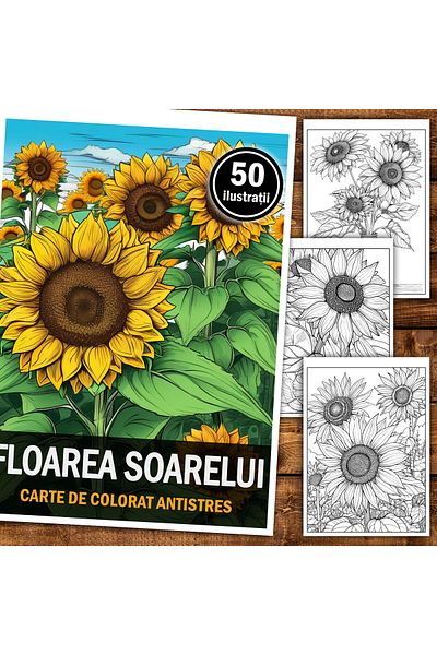 Legendary Gifts Anti-stress Coloring Book, 50 Illustrations, Sunflower, 106 Pages, Format: A5