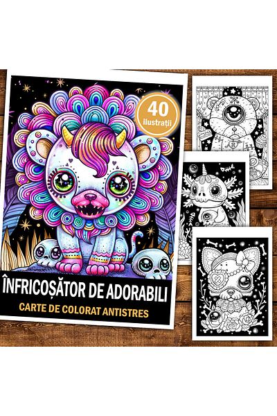 Legendary Gifts Anti-stress Coloring Book, 40 Scarily Adorable Illustrations, 86 Pages, Format: A5