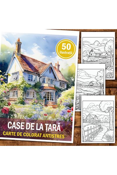 Legendary Gifts Anti-stress Coloring Book, 50 Illustrations Country Houses, 106 Pages, Format: A5