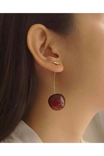 Ervalina Cherry Earrings - Ervalina, Trend Fashion, Gold Color