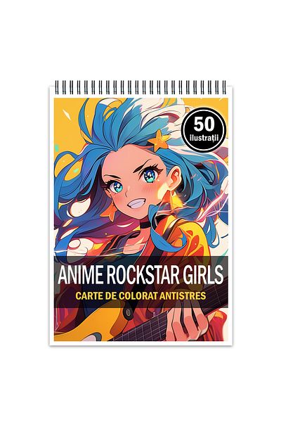 Legendary Gifts Anti-stress Coloring Book, 50 Illustrations, Anime Rockstar Girls, 106 Pages, Format: A5