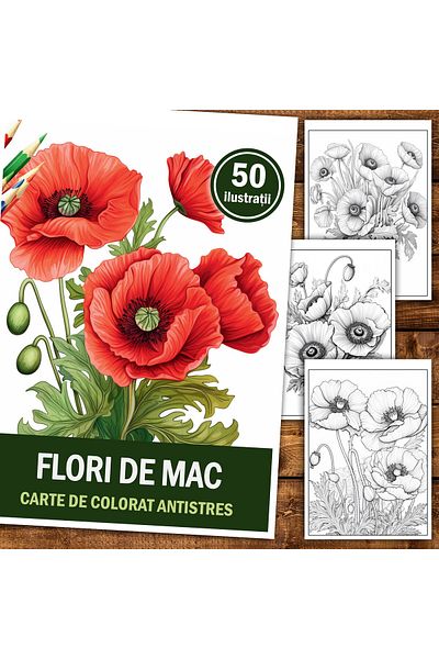 Legendary Gifts Coloring Book For Relaxation And Anti-stress, 50 Illustrations, Poppy Flowers 106 Pages, Format: A5