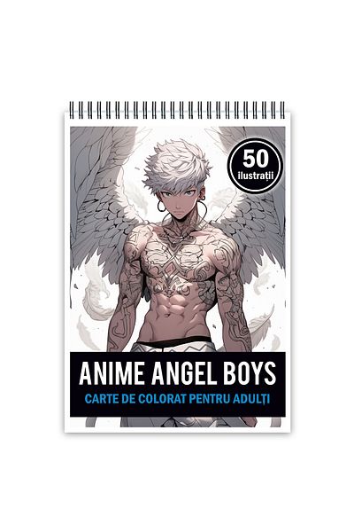 Legendary Gifts Adult Coloring Book, 50 Illustrations, Anime Angel Boys, 106 Pages, Format: A5