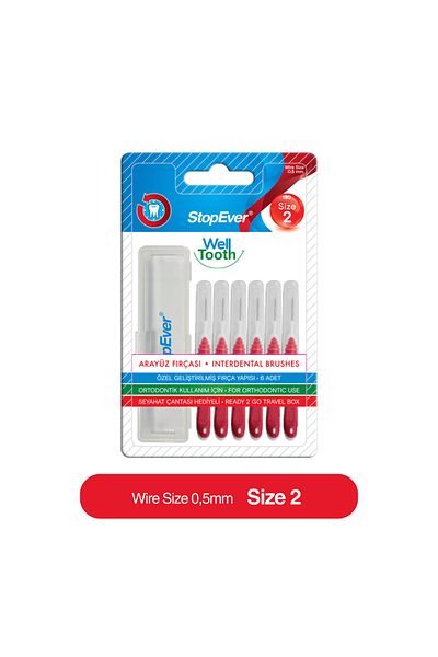 StopEver Well Tooth Metal Interface Brush 0.5 mm Red Size 2