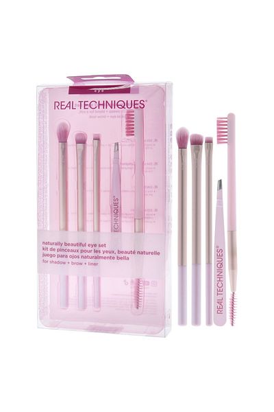 Real Techniques Naturally Beautiful Eye Makeup Brush Kit 5 Piece Set Pink