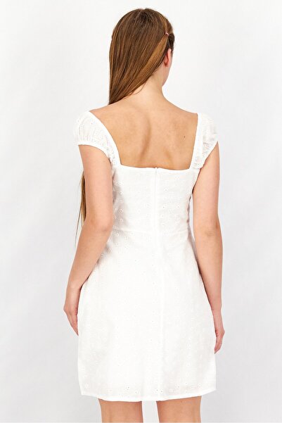 NA-KD Women Eyelet Mini Dress, White