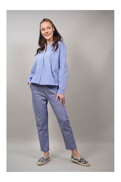 FASHIONLAND PANTALONI CARROT DENIM CU PENSE RIMINI S Denim Deschis