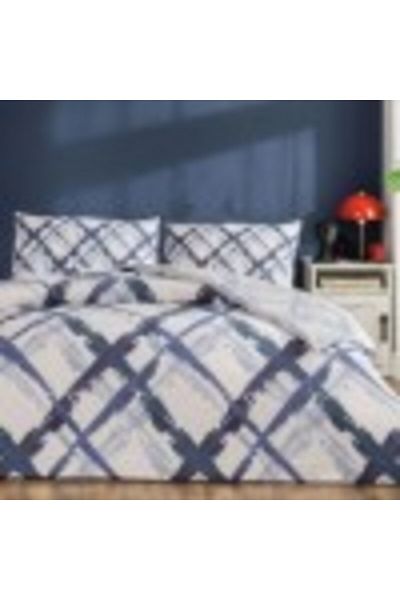 Taç Double bed linen with elastic 100% cotton ranforce, duvet cover 200x220cm, geometric pattern, T
