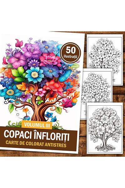Legendary Gifts Anti-stress Coloring Book, 50 Illustrations, Flowering Trees - Volume Iii, 106 Pages, Format: A5