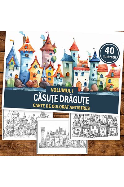 Legendary Gifts Anti-stress Coloring Book, 40 Cute Houses Illustrations, 86 Pages, Format: A5