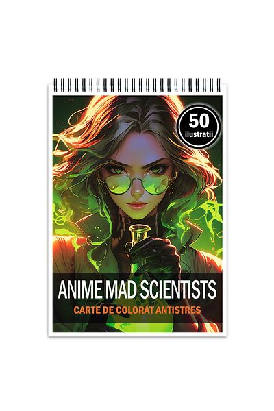 Legendary Gifts Anti-stress Coloring Book, 50 Illustrations, Anime Mad Scientists, 106 Pages, Format: A5