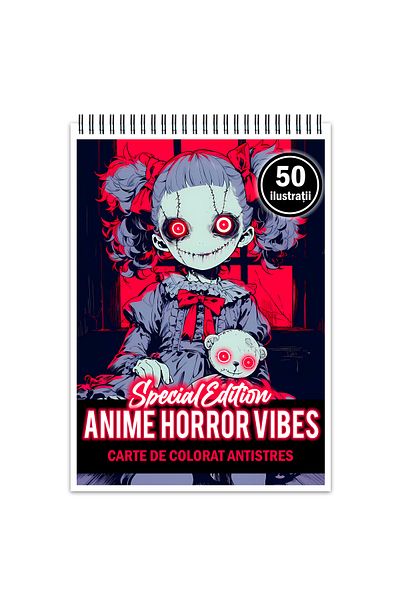 Legendary Gifts Anti-stress Coloring Book, 50 Illustrations, Anime Horror Vibes, 106 Pages, Format: A5