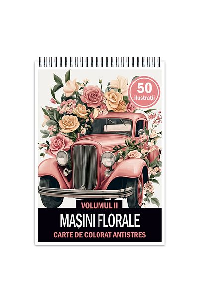 Legendary Gifts Anti-stress Coloring Book, 50 Illustrations, Floral Cars - Volume Ii, 106 Pages, Format: A5