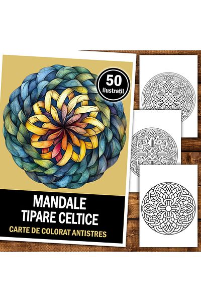 Legendary Gifts Anti-stress Coloring Book, 50 Mandala Illustrations With Celtic Patterns, 106 Pages, Format: A5