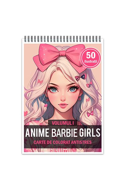 Legendary Gifts Carte de colorat antistres, 50 de ilustratii, Anime Girls - Volumul I, 106 pagini, Format: A5
