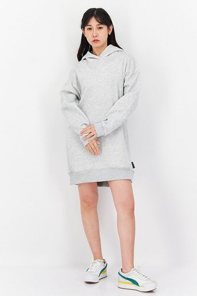 French Connection Women Hooded Heather Sweat Dress, Gray