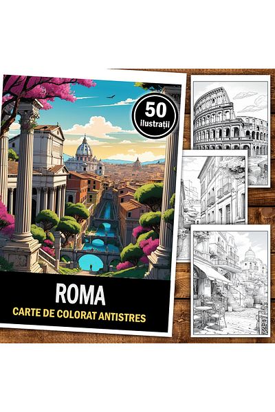 Legendary Gifts Coloring Book For Relaxation And Anti-stress, 50 Illustrations, Rome, 106 Pages, Format: A5