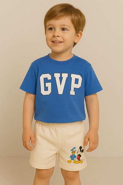 Soft kids Blue Printed Children's Summer Bottom Top Set