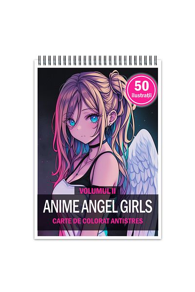 Legendary Gifts Anti-stress Coloring Book, 50 Illustrations, Anime Angel Girls - Volume Ii, 106 Pages, Format: A5