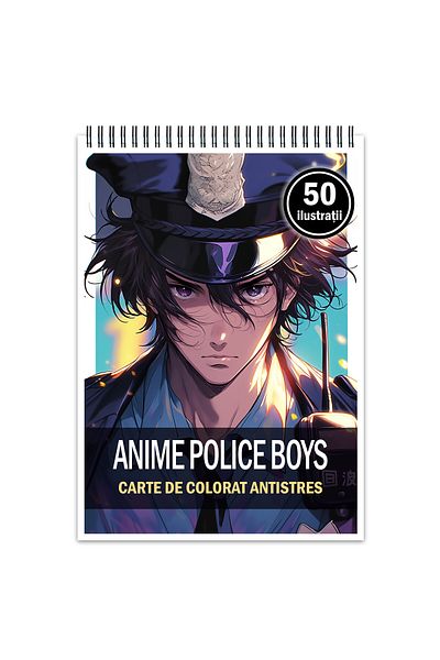 Legendary Gifts Anti-stress Coloring Book, 50 Illustrations, Anime Police Boys, 106 Pages, Format: A5