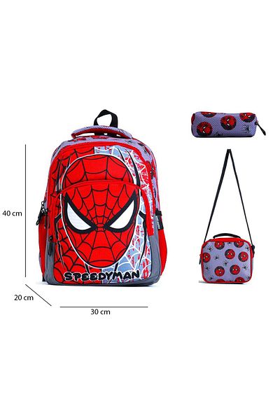 great bags Set de rucsac ortopedic pentru școala primară pentru băieți cu model de caractere cu suport pentru nutriție și stilou