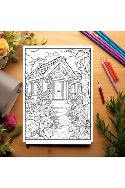 Legendary Gifts Adult Coloring Book, 50 Illustrations, Charming Houses, 106 Pages
