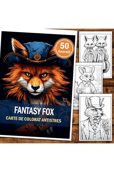 Legendary Gifts Anti-stress Coloring Book, 50 Fantasy Fox Illustrations, 106 Pages, Format: A5