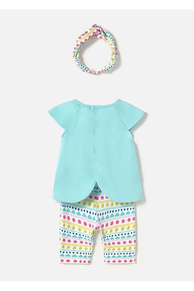 MAYORAL Baby Girl Hair Band T-Shirt Leggings Set Turquoise 1763