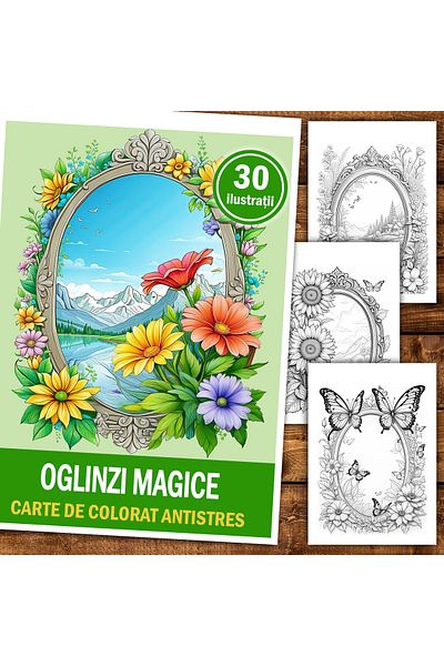 Legendary Gifts Anti-stress Coloring Book, 30 Magic Mirrors Illustrations, 66 Pages, Format: A5