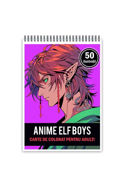 Legendary Gifts Adult Coloring Book, 50 Illustrations, Anime Elf Boys, 106 Pages, Format: A5