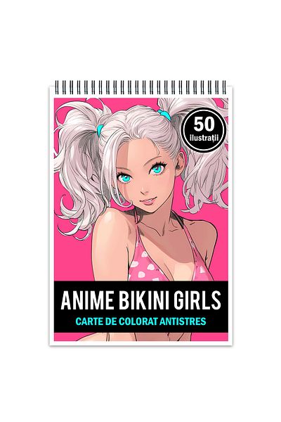 Legendary Gifts Anti-stress Coloring Book, 50 Illustrations, Anime Bikini Girls, 106 Pages, Format: A5