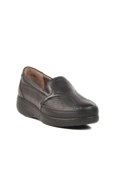 WALKWAY 42652 Z Black Genuine Leather Women's Casual Shoes