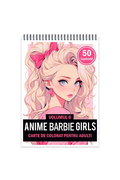 Legendary Gifts Carte de colorat pentru adulti, 50 de ilustratii, Anime Girls - Volumul II, 106 pagini