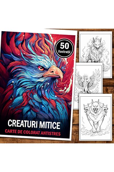 Legendary Gifts Anti-stress Coloring Book, 50 Illustrations Mythical Creatures, 106 Pages, Format: A5
