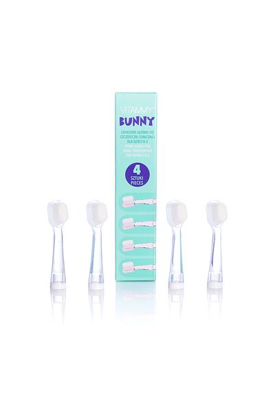 Vitammy Set of 4 Vitammy Bunny toothbrush refills, nano fibers, White