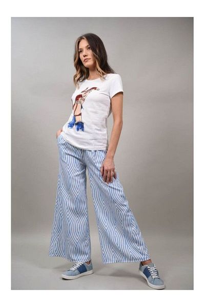 FASHIONLAND Pantaloni Full Leght Nuvola Talie Unica Baby Blue