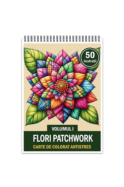 Legendary Gifts Anti-stress Coloring Book, 50 Illustrations Patchwork Flowers - Volume I, 106 Pages, Format: A5
