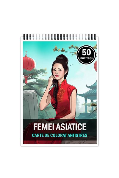 Legendary Gifts Anti-stress Coloring Book, 50 Illustrations, Asian Women, 106 Pages, Format: A5