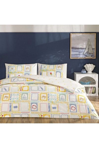 Taç Double bed linen with elastic, 100% cotton ranforce, duvet cover 200x220cm, marine design, TAC, Vari