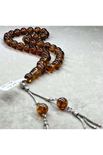 MEVLANA BAZAAR Drop Amber Rosary 30 cm Brown