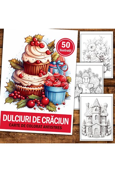 Legendary Gifts Anti-stress Coloring Book, 50 Illustrations, Christmas Sweets, 106 Pages, Format: A5