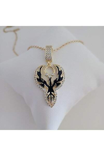 Ödül Moda قلادة فينيكس من حجر الزركون النحاسي باللون الأسود