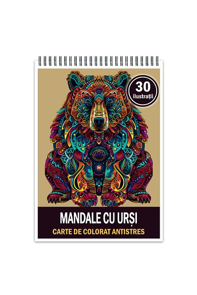 Legendary Gifts Anti-stress Coloring Book, 30 Illustrations Mandalas With Bears, 66 Pages, Format: A5