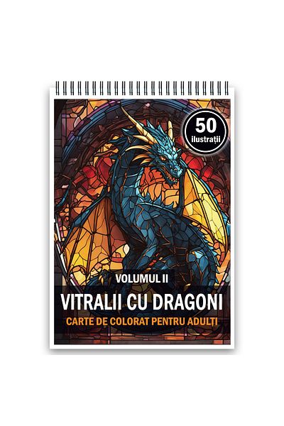 Legendary Gifts Coloring Book, 50 Illustrations, Stained Glass With Dragons - Volume Ii, 106 Pages, Format: A5