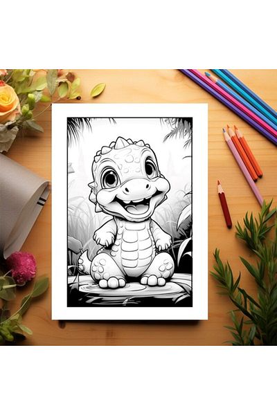 Legendary Gifts Coloring Book, 50 Illustrations, Baby Crocodiles, 106 Pages, Format: A5