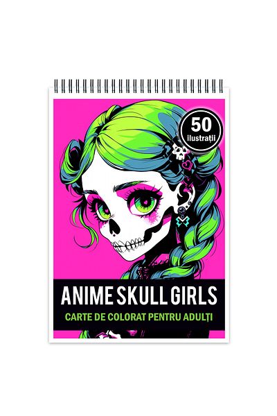 Legendary Gifts Adult Coloring Book, 50 Illustrations, Anime Skull Girls 106 Pages, Format: A5