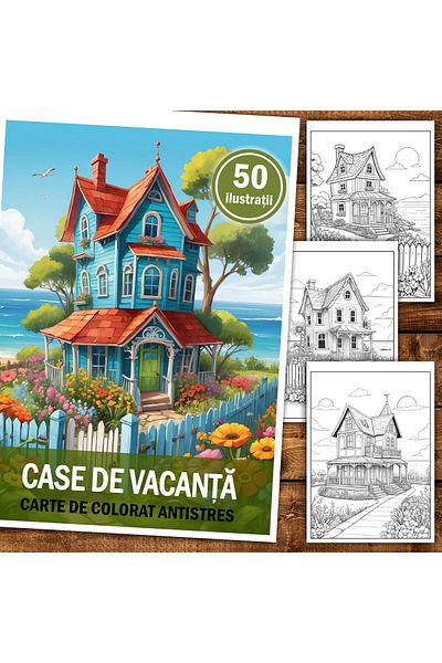 Legendary Gifts Anti-stress Coloring Book, 50 Illustrations, Holiday Houses, 106 Pages, Format: A5
