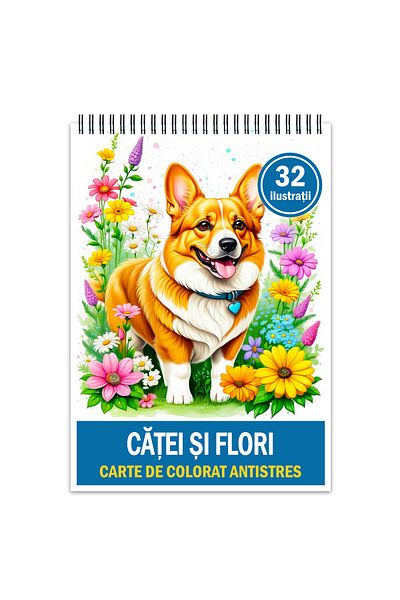 Legendary Gifts Anti-stress Coloring Book, 32 Illustrations Of Cats And Flowers, 70 Pages, Format: A5