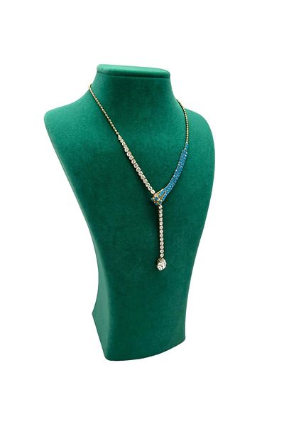 MeGass Dekor Suede Fabric Green Color Height 27/12 cm Necklace Jewelry Display Manikin