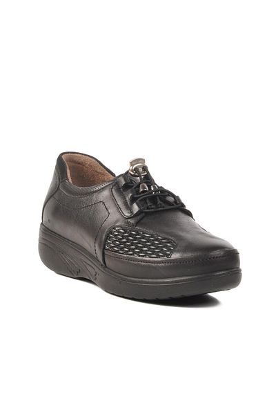 WALKWAY 42632 Z Black Genuine Leather Women's Casual Shoes